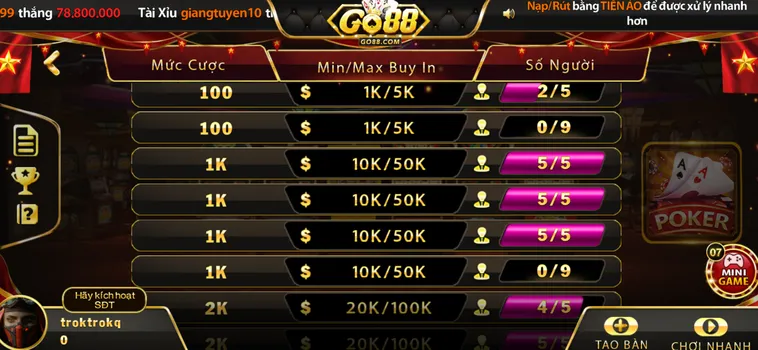 Poker Tại Go88 Sảnh Game Bài Đẳng Cấp Quốc Tế Dành Cho Các Cao Thủ